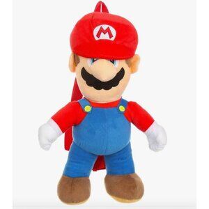 Super Mario Plush Backpack For Kids Adjustable Straps Red & Blue 17" Soft Materi
